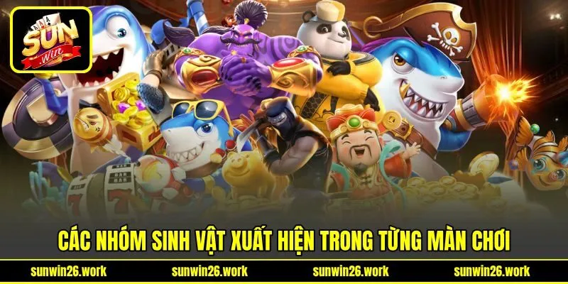 Các nhóm sinh vật xuất hiện trong từng màn chơi Các nhóm sinh vật xuất hiện trong từng màn chơi